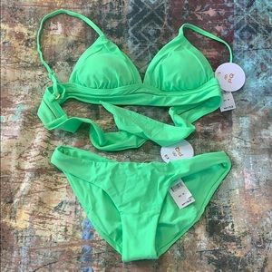 PilyQ bright green bikini size small NWT